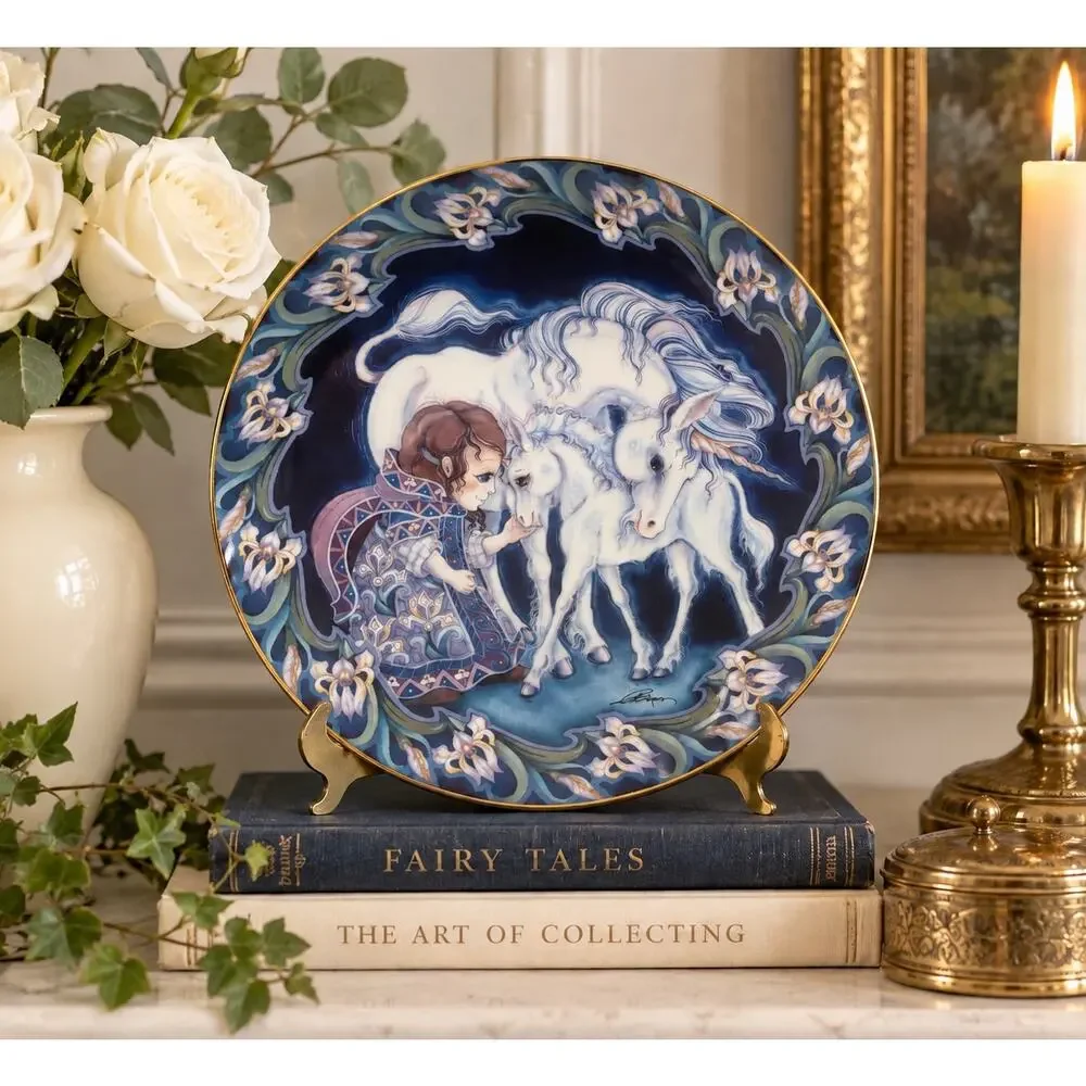 Vintage 1990 Jody Bergsma Rainbow To Ride On Unicorn Reco Plate 8.5”